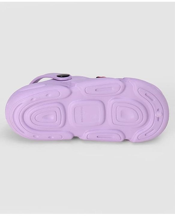 Pine Kids Backstrap Closure Clogs with Floral Applique- Purple