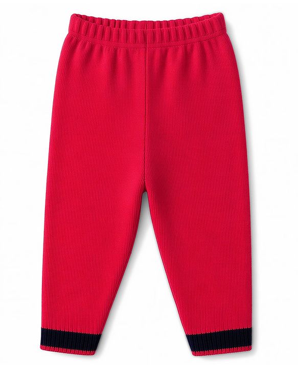 Babyhug Knit Full Sleeves Text Printed  Sweater Set - Red