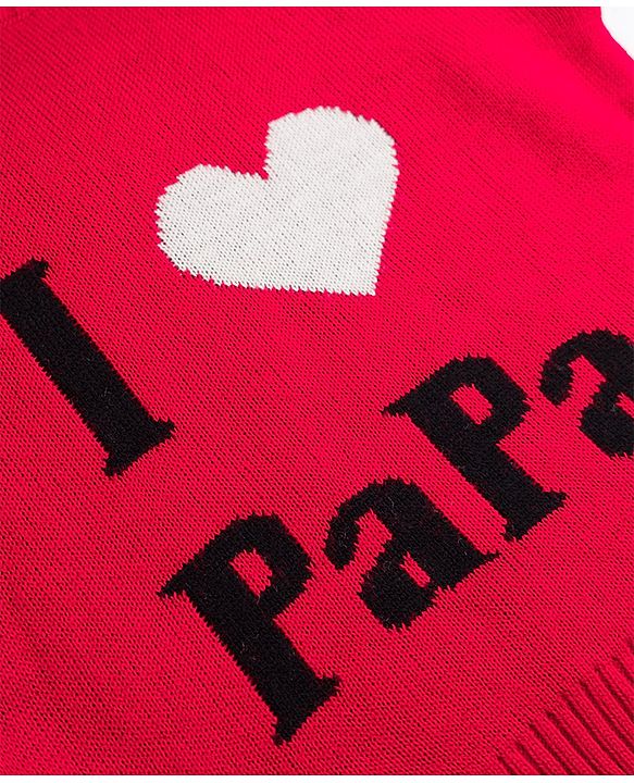Babyhug Knit Full Sleeves Text Printed  Sweater Set - Red