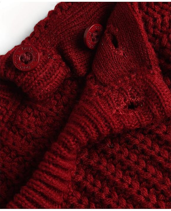 Babyhug Knit Full Sleeves Colour Block Pullover - Maroon Navy & White