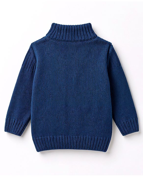 Babyhug Knit Full Sleeves Pullover Sweater With Cable Knit Design - Navy Blue