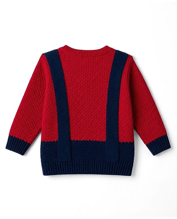 Babyhug Knit Full Sleeves Pullover with Bow Applique-  Red