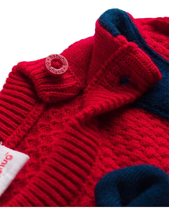 Babyhug Knit Full Sleeves Pullover with Bow Applique-  Red