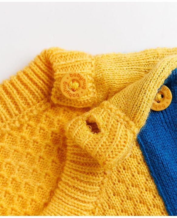 Babyhug Knit Full Sleeves Pullover with Bow - Yellow