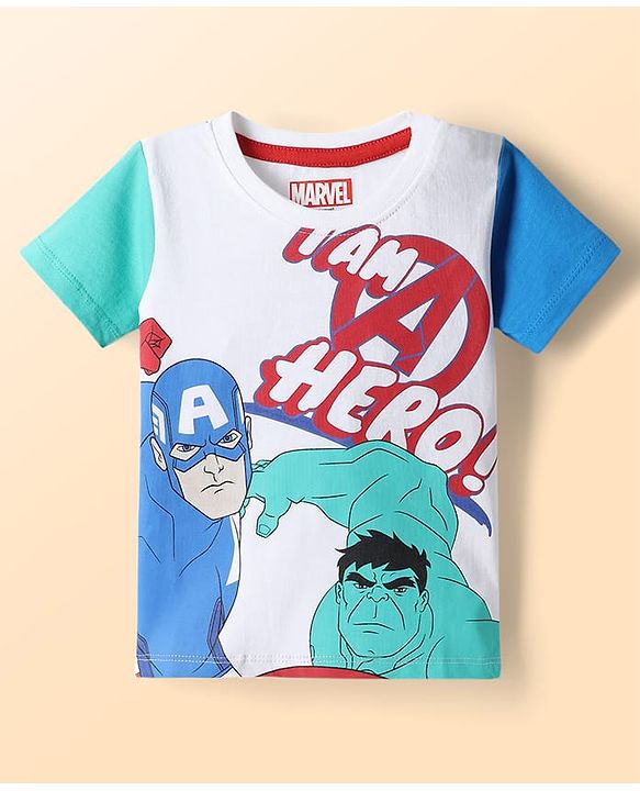Babyhug Marvel Single Jersey Knit Half Sleeves T-Shirt & Shorts Set With Avengers Graphics - Multicolor