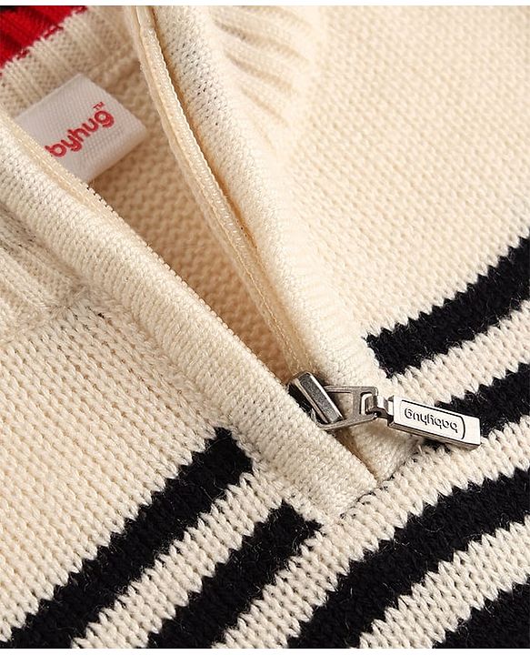Babyhug Knit Full Sleeves Pullover with Colour Block Stripe Design - Red