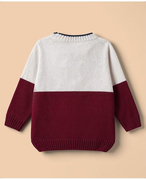 Babyhug Knit Full Sleeves Number Embroidered Sweater Set - Grey & Navy Blue