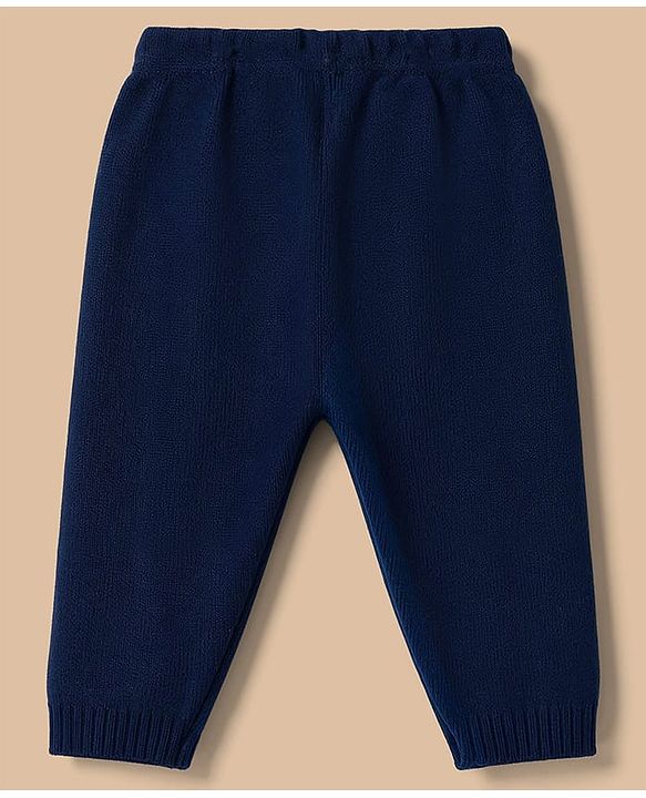 Babyhug Knit Full Sleeves Number Embroidered Sweater Set - Grey & Navy Blue