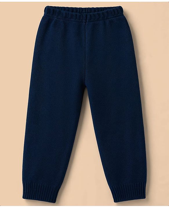 Babyhug Knit Full Sleeves Number Embroidered Sweater Set - Grey & Navy Blue