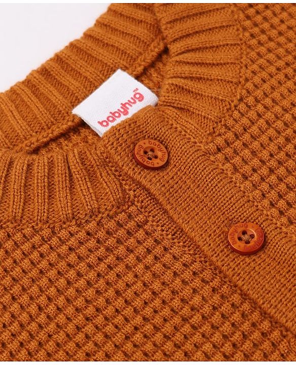 Babyhug Knit Full Sleeves Sweater Set with Color Block Design - Navy Blue