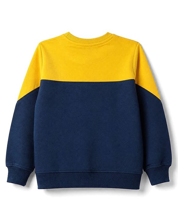 Pine Kids Cotton Mix Knit Sweatshirt with Full Sleeves and Maverick Print in Navy Blue