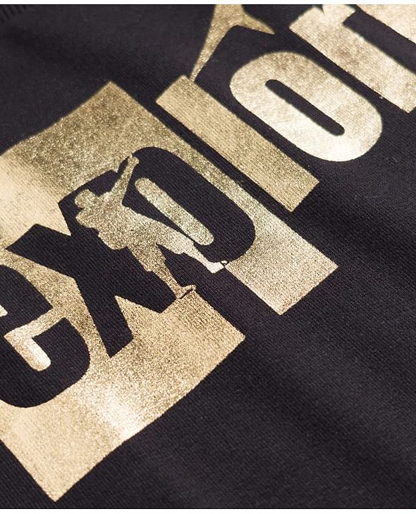 Pine Kids Cotton Mix Knit Full Sleeves Sweatshirt with Explore Text Foil Print in Black
