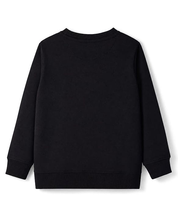 Pine Kids Cotton Mix Knit Full Sleeves Sweatshirt with Explore Text Foil Print in Black