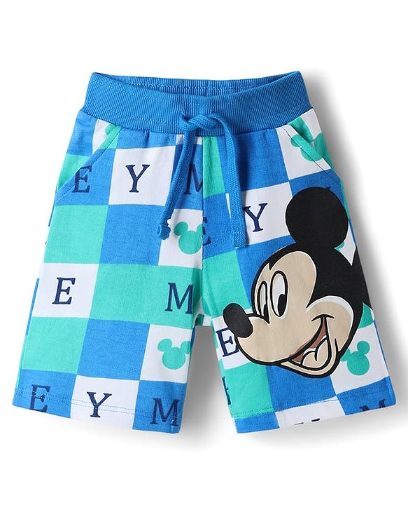 Babyhug Disney 100% Cotton Knit Knee Length Shorts With Micky Mouse Graphics Pack Of 2 - Multicolor
