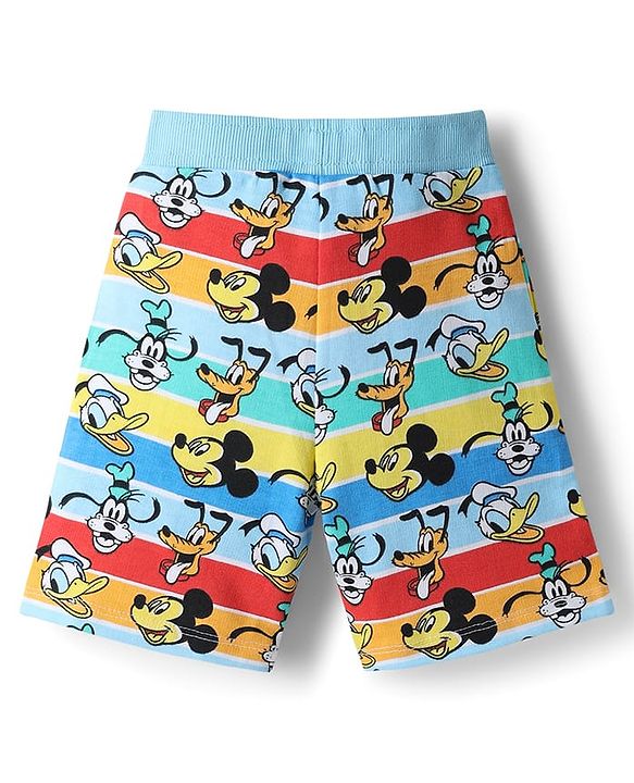Babyhug Disney 100% Cotton Knit Knee Length Shorts With Micky Mouse Graphics Pack Of 2 - Multicolor