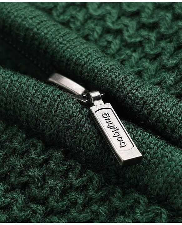 Babyhug Knit Full Sleeves Front open Hooded Sweater with Soccer Patch - Green