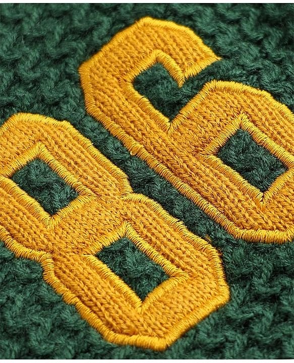 Babyhug Knit Full Sleeves Front open Hooded Sweater with Soccer Patch - Green