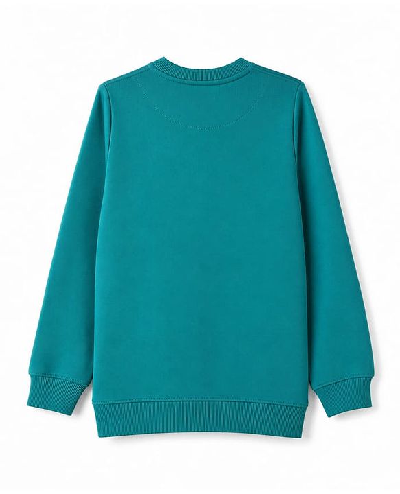 Pine Kids Cotton Knit Sweatshirt with Full Sleeves and Essential Skating Text Print - Green