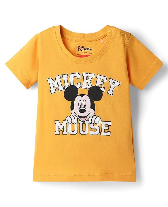 Babyhug Disney Cotton Knit T-Shirts Half Sleeve with Mickey Mouse Graphics Multi Color 3-6 Months Pack of 3