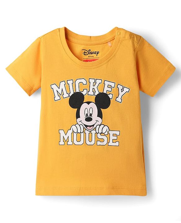 Babyhug Disney Cotton Knit T-Shirts Half Sleeve with Mickey Mouse Graphics Multi Color 3-6 Months Pack of 3