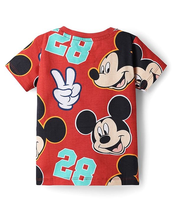 Babyhug Disney Cotton Knit T-Shirts Half Sleeve with Mickey Mouse Graphics Multi Color 3-6 Months Pack of 3
