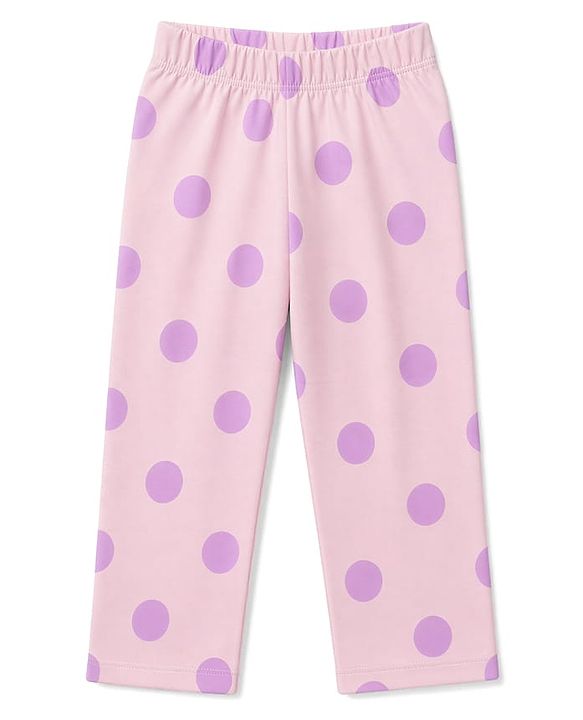 Babyhug 100% Cotton Knit Full Sleeves Polka Dots Printed Co-Ords Shirt & Pyjama Night Suit - Pink