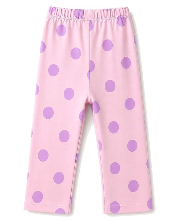 Babyhug 100% Cotton Knit Full Sleeves Polka Dots Printed Co-Ords Shirt & Pyjama Night Suit - Pink