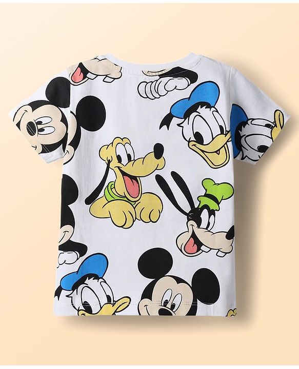 Babyhug Disney Cotton Knit T-Shirts with Mickey Mouse and Friends Graphics Half Sleeves Round Neck Multi Color 3-6 Months Pack of 3