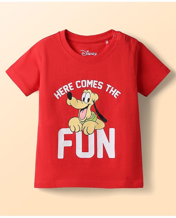 Babyhug Disney Cotton Knit T-Shirts with Mickey Mouse and Friends Graphics Half Sleeves Round Neck Multi Color 3-6 Months Pack of 3
