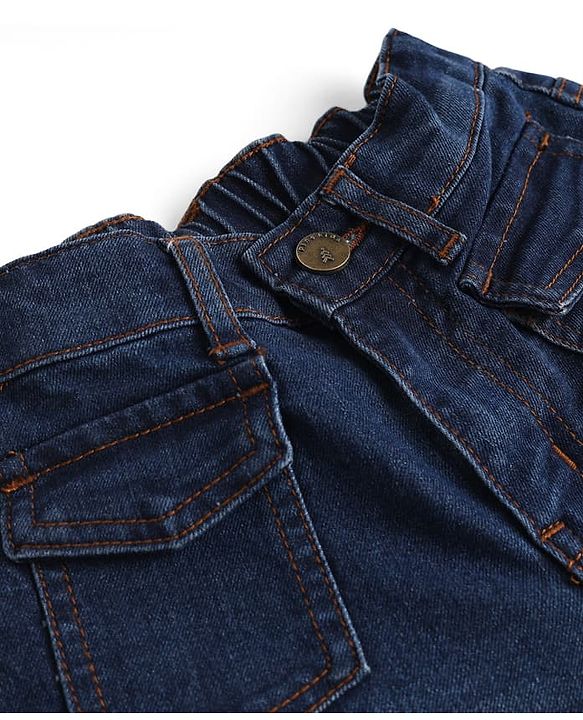 Pine Kids Denim Woven Full Length Washed Flared Jeans - Navy Blue