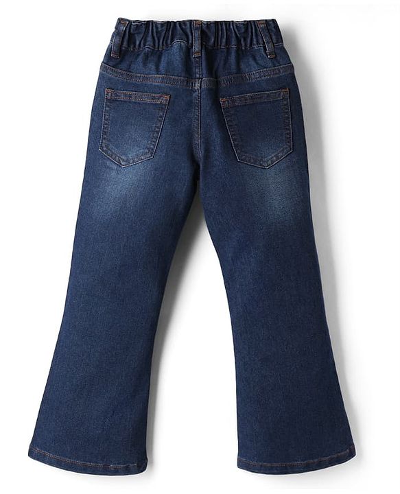 Pine Kids Denim Woven Full Length Washed Flared Jeans - Navy Blue