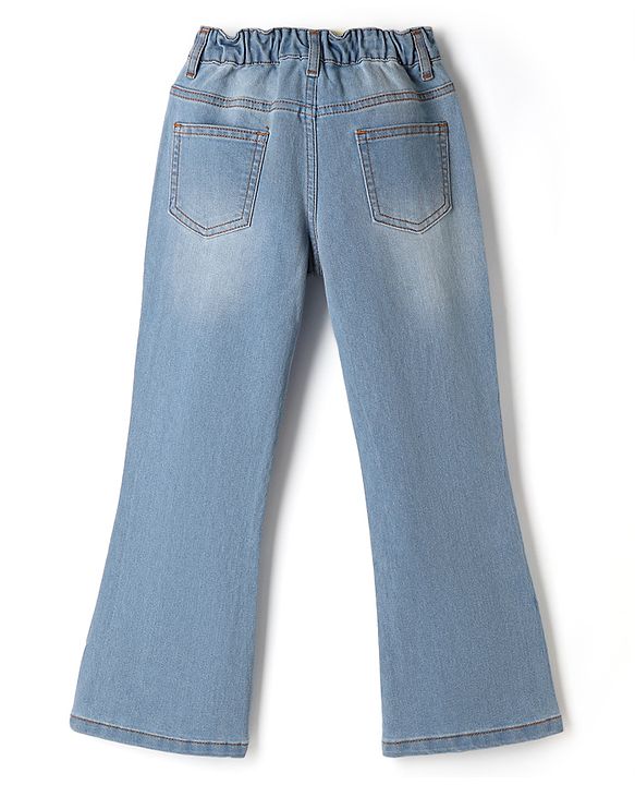 Pine Kids Denim Woven Full Length Washed Flared Jeans - Navy Blue