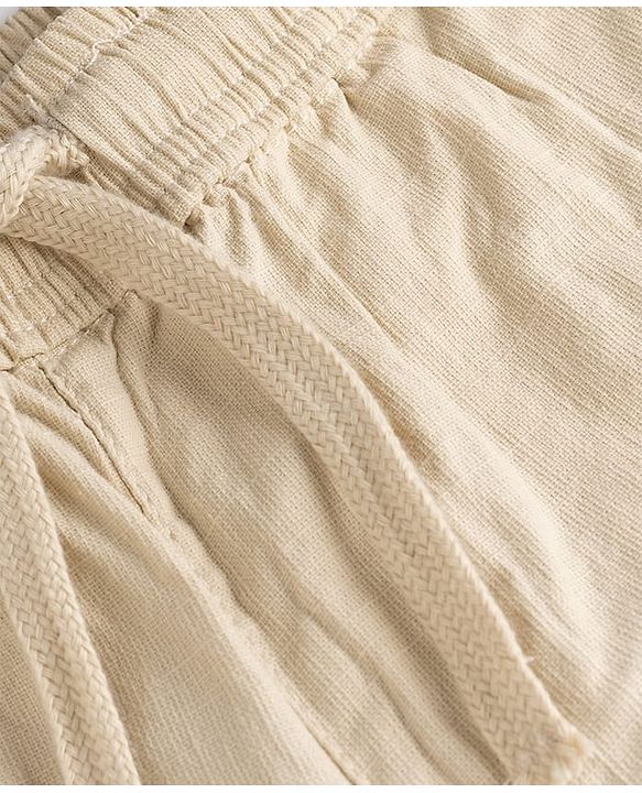 Pine Kids Woven Full Length Solid Trouser With Cargo Pockets - Beige
