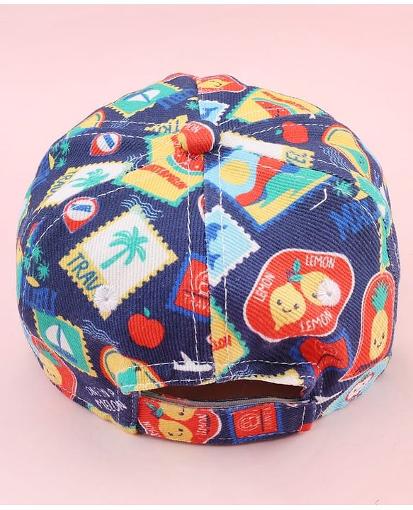 Babyhug Twill 100% Cotton Woven Baseball Cap With Tropical Print Blue - Diameter 19 cm