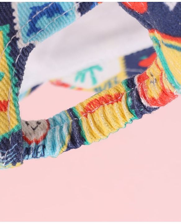 Babyhug Twill 100% Cotton Woven Baseball Cap With Tropical Print Blue - Diameter 19 cm