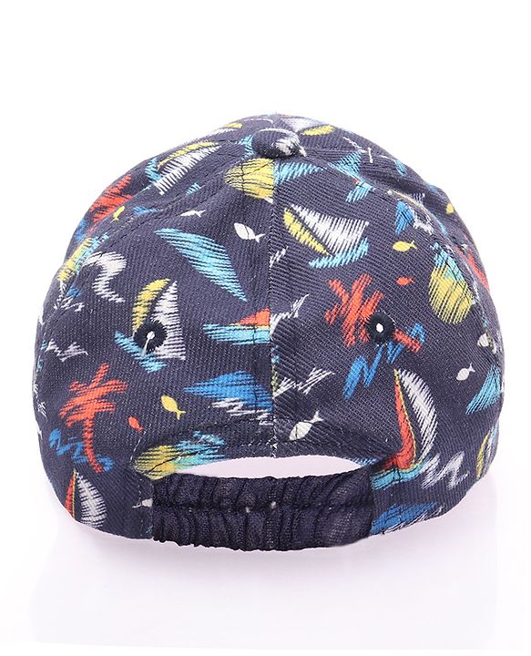 Babyhug Twill 100% Cotton Woven Nautical Theme Printed Baseball Cap Multicolor - Diameter 14.5 cm