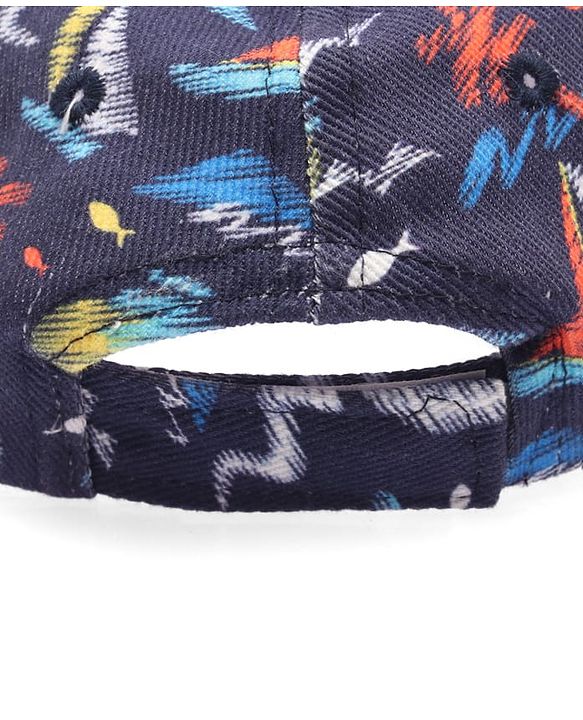 Babyhug Twill 100% Cotton Woven Nautical Theme Printed Baseball Cap Multicolor - Diameter 14.5 cm