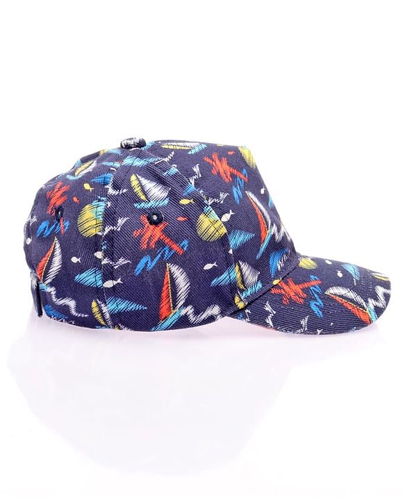 Babyhug Twill 100% Cotton Woven Nautical Theme Printed Baseball Cap Multicolor - Diameter 14.5 cm