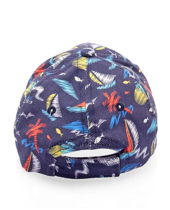 Babyhug Twill 100% Cotton Woven Nautical Theme Printed Baseball Cap Multicolor - Diameter 14.5 cm