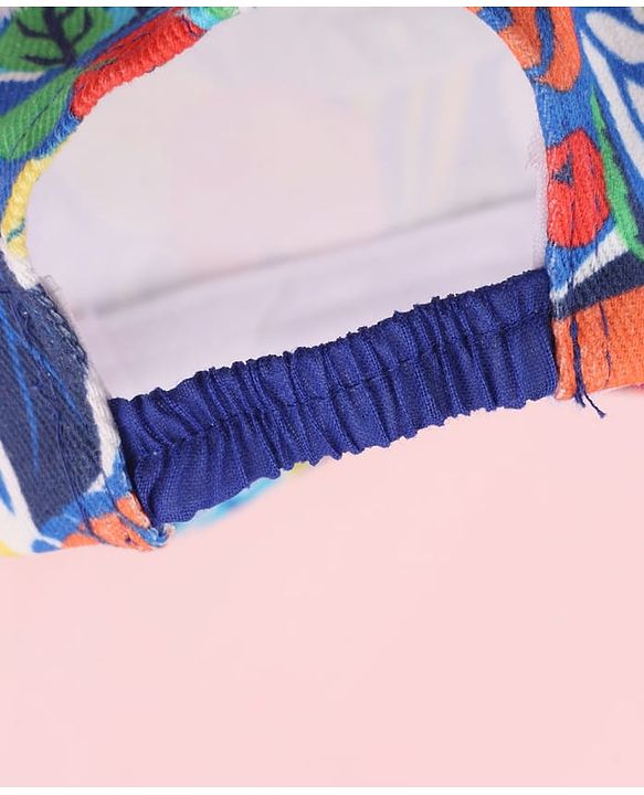 Babyhug Twill 100% Cotton Woven Baseball Cap With Tropical Print Blue - Diameter 19.5 cm