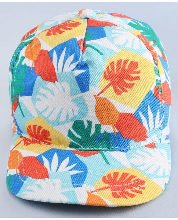 Babyhug Twill 100% Cotton Woven Baseball Cap With Tropical Print Multicolor - Diameter 19 cm