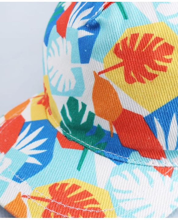Babyhug Twill 100% Cotton Woven Baseball Cap With Tropical Print Multicolor - Diameter 19 cm