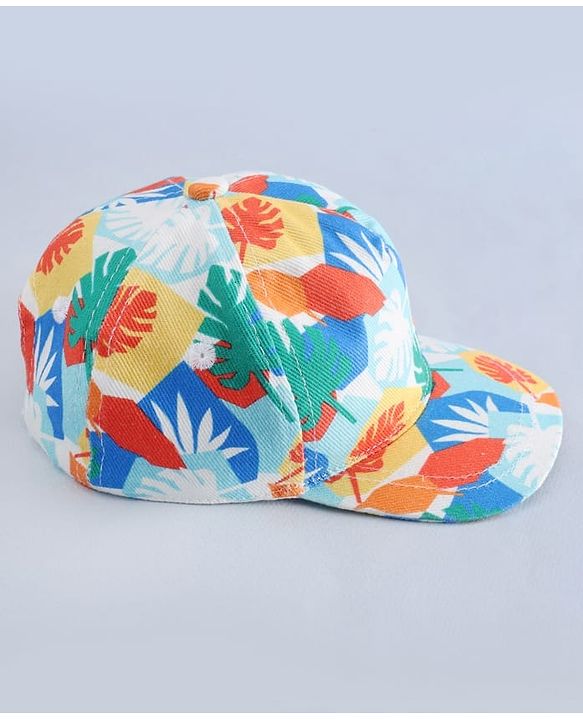 Babyhug Twill 100% Cotton Woven Baseball Cap With Tropical Print Multicolor - Diameter 19 cm