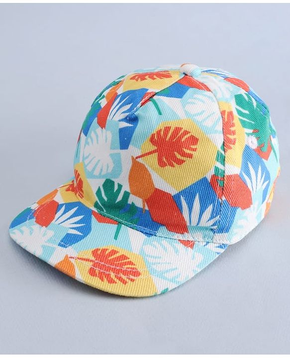 Babyhug Twill 100% Cotton Woven Baseball Cap With Tropical Print Multicolor - Diameter 19 cm