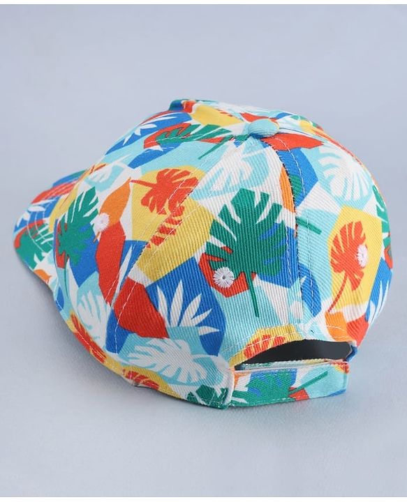 Babyhug Twill 100% Cotton Woven Baseball Cap With Tropical Print Multicolor - Diameter 19 cm