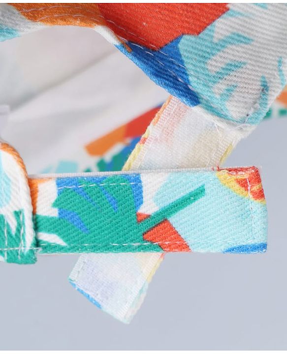 Babyhug Twill 100% Cotton Woven Baseball Cap With Tropical Print Multicolor - Diameter 19 cm