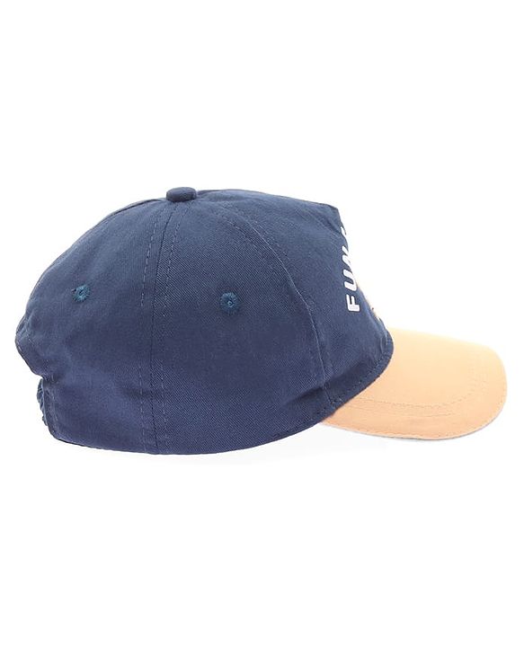 Babyhug Twill 100% Cotton Woven Baseball Cap With Text & Animal Embroidery Navy Blue - Diameter 14.5 cm