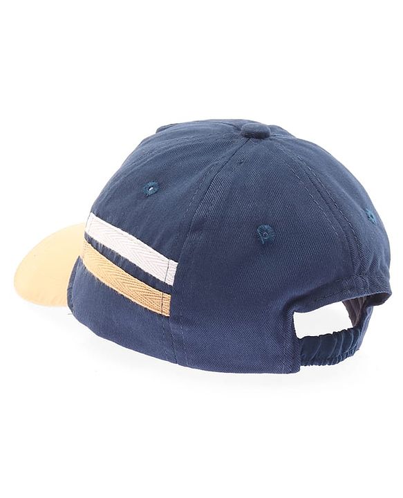 Babyhug Twill 100% Cotton Woven Baseball Cap With Text & Animal Embroidery Navy Blue - Diameter 14.5 cm