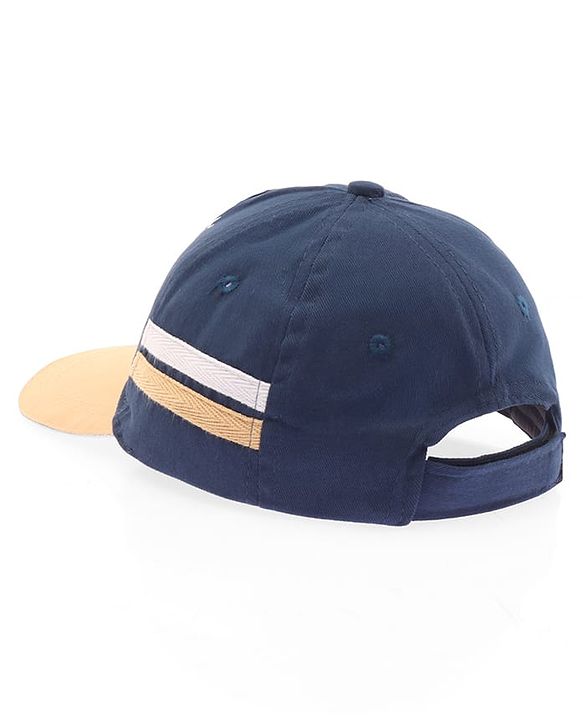 Babyhug Twill 100% Cotton Woven Baseball Cap With Text & Animal Embroidery Navy Blue - Diameter 14.5 cm