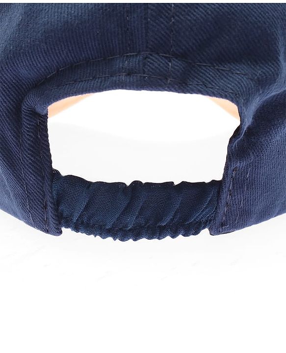 Babyhug Twill 100% Cotton Woven Baseball Cap With Text & Animal Embroidery Navy Blue - Diameter 14.5 cm
